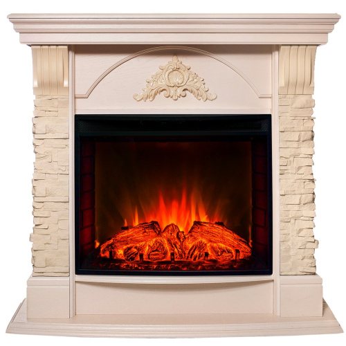 Электрокамин RealFlame Athena WT айвори с очагом Evrika 25,5 LED