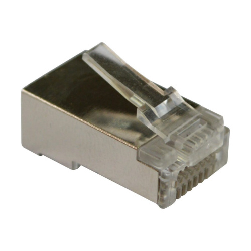 Коннектор LANMASTER (LAN-EZ45-8P8C/S5E-100) RJ45 тип EZ, 8P8C, STP, Cat.5e, универсальный, со вставкой, покрытие 50 микрон,100 шт.