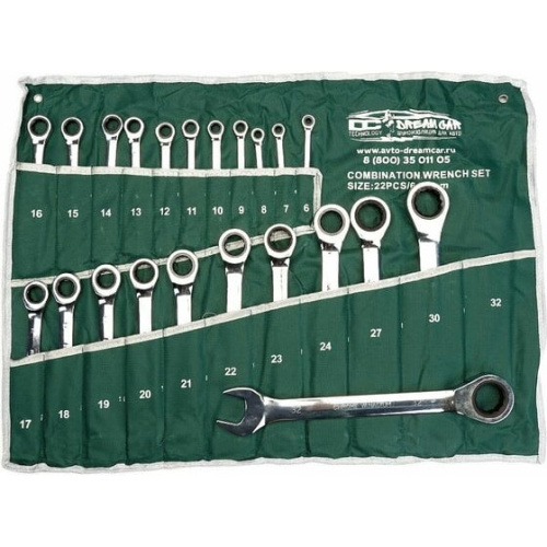 Набор ключей накидных Dreamcar DC-000-0694148 зеленый 22шт