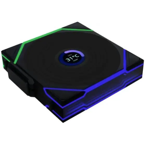 Вентилятор Lian-Li Uni Fan TL Wireless LCD 120 LCD Reverse ARGB (G99.12RTLLCD1W1B.R0) 120х124x28 черный 4-pin 31дБ Ret