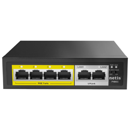 Коммутатор Netis P106C 6x100Mb 4PoE+ 58W неуправляемый