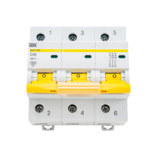 Выключатель автоматический IEK ВА47-100 (MVA40-3-040-C) 3Р 40А 10 кА х-ка С