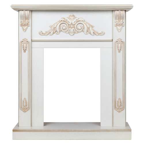 Портал каминный из МДФ RealFlame Anita WT дуб белый с золотой патиной, под очаги (Majestic, Fobos, Eugene, 3D Olympic)