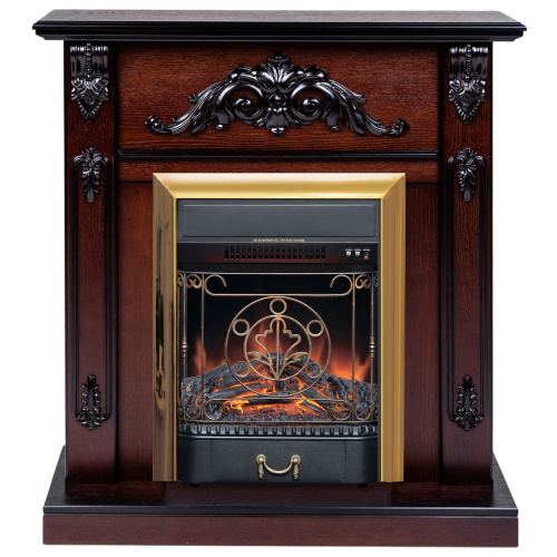 Электрокамин RealFlame Anita AO античный дуб с очагом Majestic Lux Brass