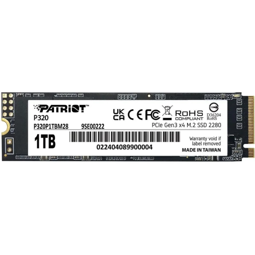 SSD Patriot P320 P320P1TBM28 1ТБ, M.2 2280, PCIe 3.0 x4, NVMe, M.2