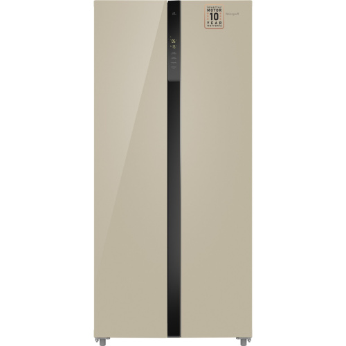 Холодильник Weissgauff WSBS 500 Inverter NoFrost Beige Glass