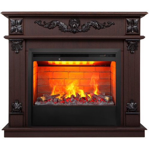 Электрокамин RealFlame Philadelphia 25,5/26 DN орех с очагом 3D Helios 26