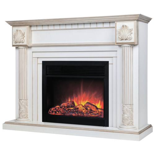 Электрокамин RealFlame Imperia 26/33 WT белый дуб с золотой патиной с очагом Moonblaze