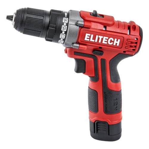 Дрель-шуруповерт Elitech ДА 12Л2 (E2201.043.01) 205668 2АКБ+ЗУ