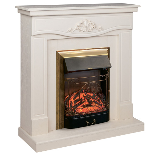 Электрокамин RealFlame Junona WT айвори с очагом Majestic Lux Brass