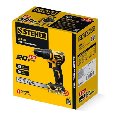 Дрель-шуруповерт STEHER CBS-45 без АКБ (LMS) и ЗУ ударная