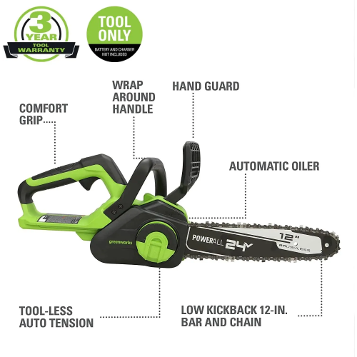 Цепная пила аккумуляторная GREENWORKS GD24CS30 (2007007) без АКБ и ЗУ