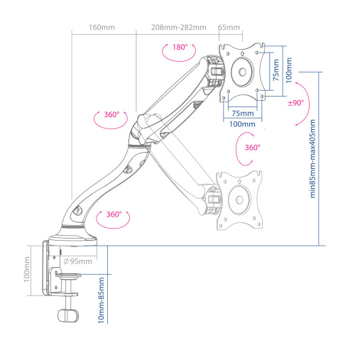 Кронштейн для мониторов Arm Media LCD-T21w белый