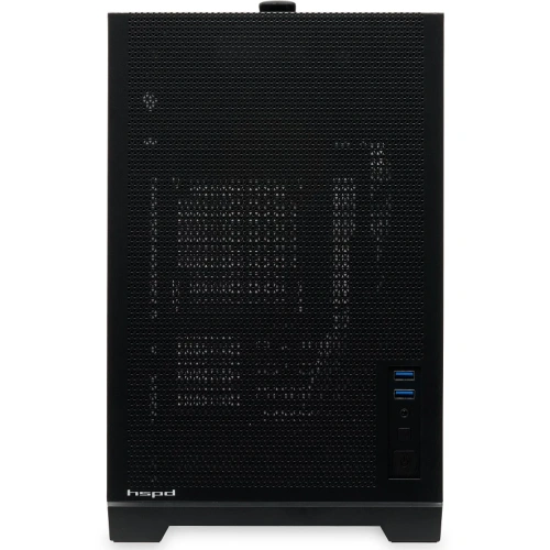 Корпус HSPD M211 (M211-TGBK) без БП, Mesh Mini-Tower, Black, TG, 0.7 SPCC, no fans,mATX, mITX, 175/330/150mm, 2x2.5", 1x3.5", 4xPCI