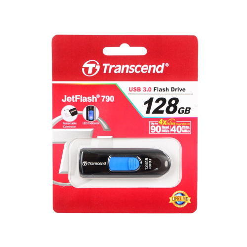 USB-флешка Transcend TS128GJF790K 128GB JetFlash 790, USB 3.0, Черный/Синий