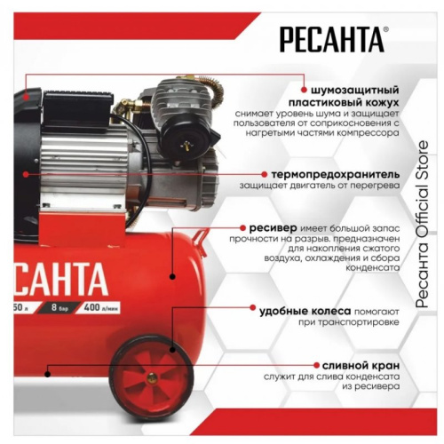 Компрессор Ресанта КП-50/400М (74/7/6)