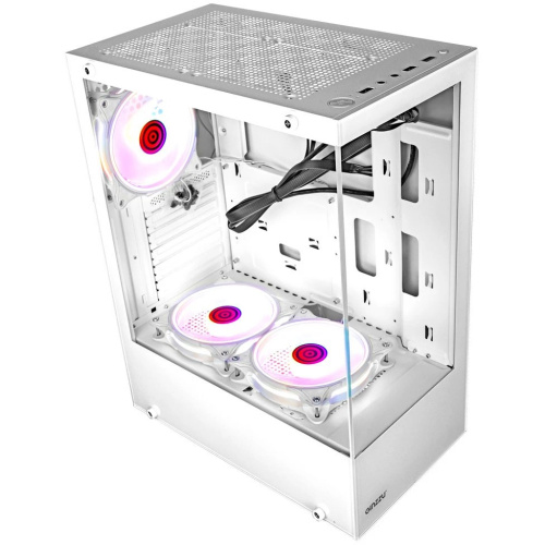 Корпус Ginzzu CL310 ATX Fan 3*12LD4 FRGB передняя панель cтекло белый