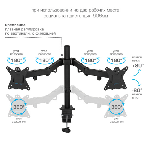 Кронштейн для мониторов Kromax Casper-508 черный 10"-32"