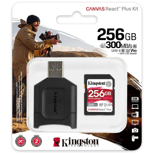 Карта памяти Kingston Canvas React Plus (SDR2/256GB) SDXC 256Gb Class10 w/o adapter