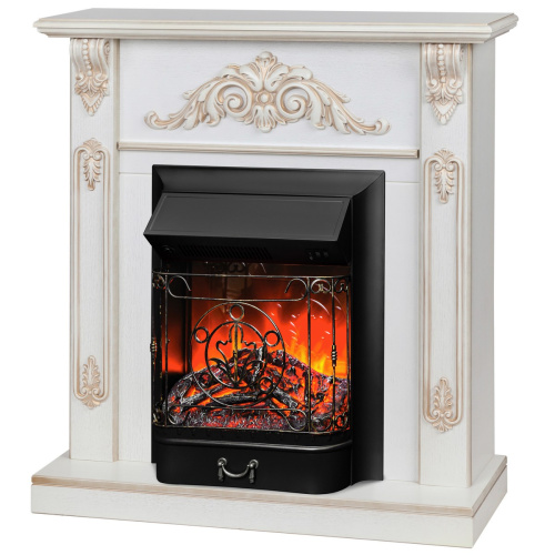 Электрокамин RealFlame Anita WT дуб белый с золотой патиной с очагом Majestic Lux Black