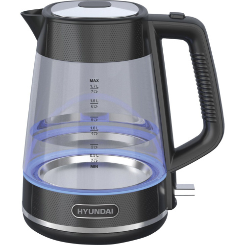 Электрочайник Hyundai HYK-G3503 1.7л. черный/серебристый стекло