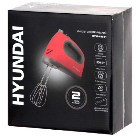 Миксер ручной Hyundai HYM-H4511 красный/серый