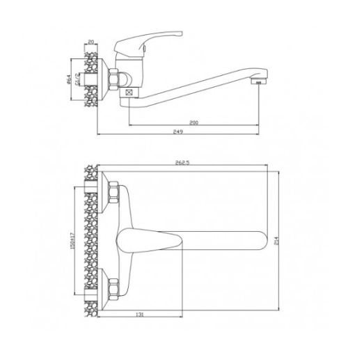 Смеситель для кухни Olive's 02410AV настенный