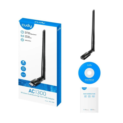 Беспроводной адаптер Cudy WU1400, Wi-Fi AC1300, съемная антенна USB 3.0