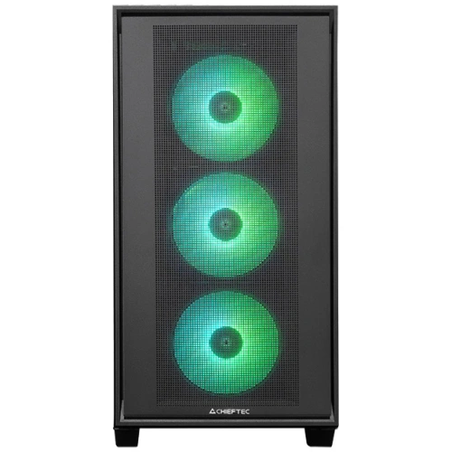 Корпус CHIEFTEC Hunter 3 GS-03B-OP без БП, боковая панель из закаленного стекла, 3xARGB LED 120мм спереди, 1xARGB LED 120мм сзади