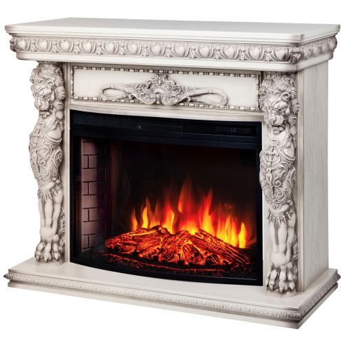 Электрокамин RealFlame Romano 33 WT белый дуб с серой патиной с очагом Firespace 33 S IR