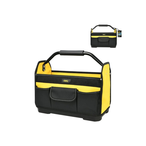 Сумка для инструментов каркасная с жестким пластиковым дном Deli DL586111 7 карманов, без плечевого ремня, ткань Оксфорд 600D