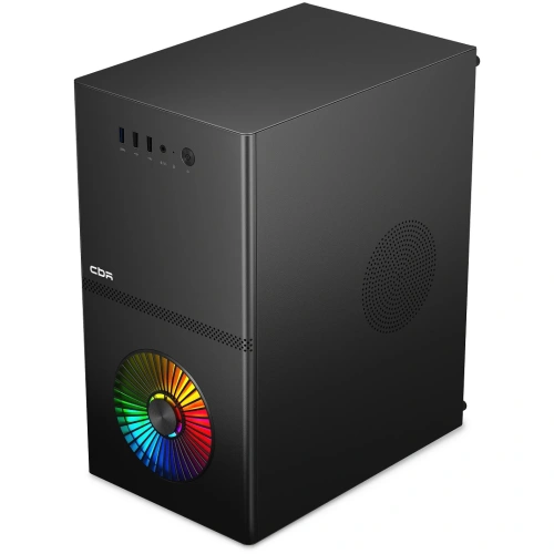 Корпус CBR V867 (PCC-MATX-V867-WPSU), без БП, mATX Minitower, 1*USB 3.0, 2*USB 2.0, HD Audio+Mic, Rainbow Fan, Black