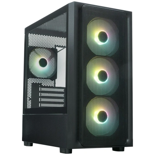 Корпус XASTRA A411M 4ARGB-FC Black (A411M-4FC12A) mATX/Mesh /ScrewlessTG+mesh panel/ 4x120mm ARGB PWM FC fans