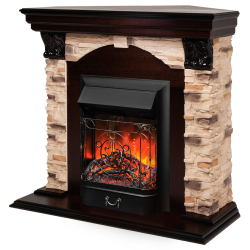 Электрокамин RealFlame Dublin Corner Rock AO античный дуб с очагом Majestic Lux Black