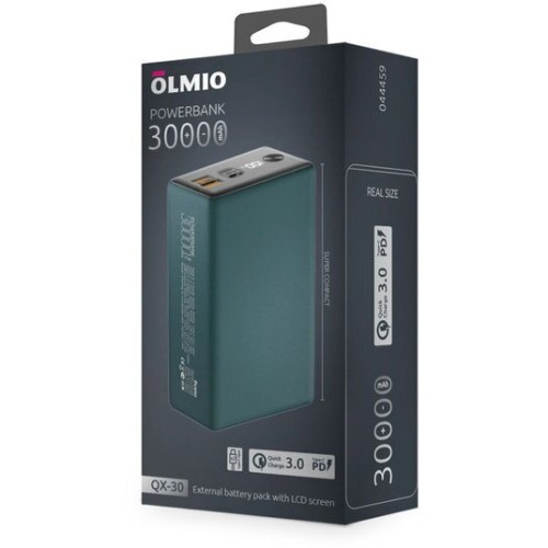 Внешний АКБ OLMIO QX-30 30000mAh 22.5W темно-зеленый