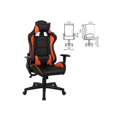 Кресло игровое BRABIX GT Racer GM-100 (531925) эко.кожа, черный/оранжевый