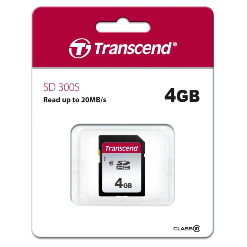 Карта памяти Transcend TS4GSDC300S SDHC 300S, 4GB UHS-I Class U1