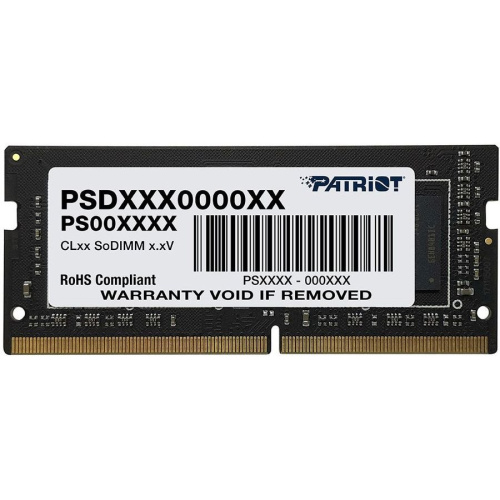 ОЗУ Patriot Signature PSD48G320081S DDR4 8Gb 3200MHz RTL PC4-25600 CL22 SO-DIMM 260-pin 1.2В single rank