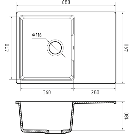 Кухонная мойка GRANFEST Urban 668L dark gray