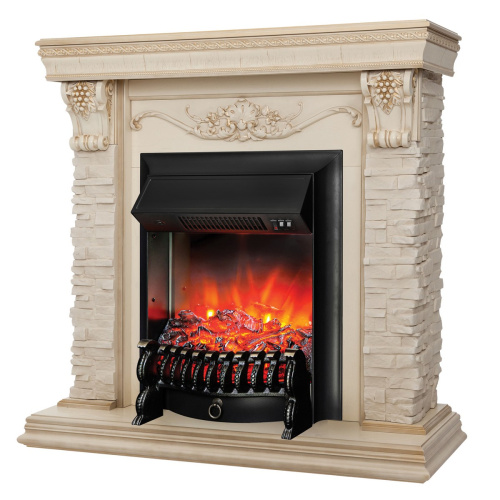 Электрокамин RealFlame Patricia WT белый дуб с золотой патиной с очагом Fobos Lux BL S